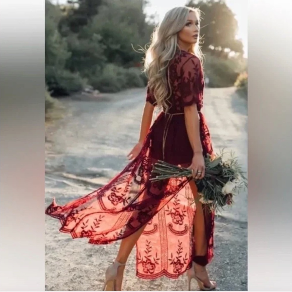 LAST DAY -- Honey Punch Lace Maxi Romper Dress